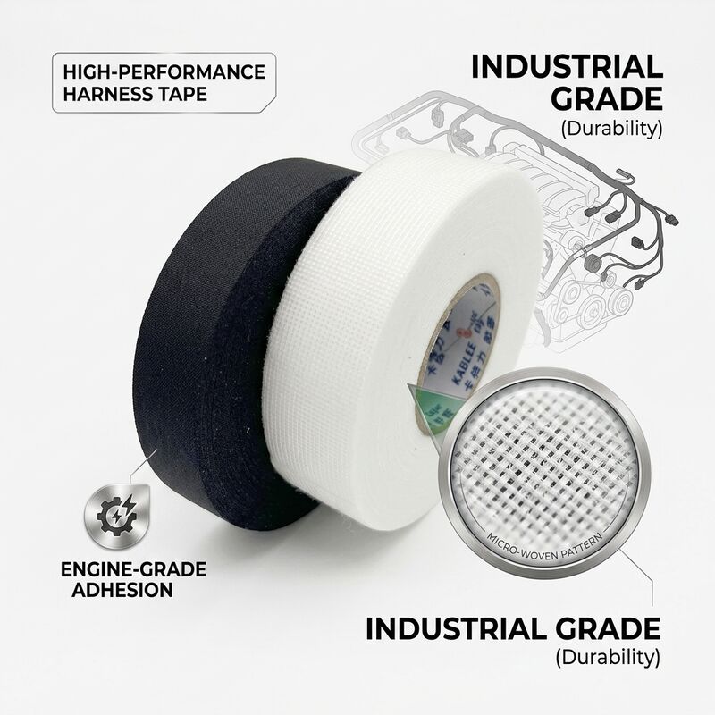 0.25mm Kablee T01 Résistant à l'abrasion Tissu automobile Fil de harnais Ruban noir orange 25m rouleau