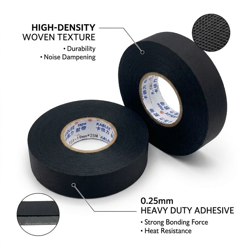 Kablee Cloth Tape 0.25mm High Tack 38mm Automotive Wire Harness Bundling Abrasion Resistance